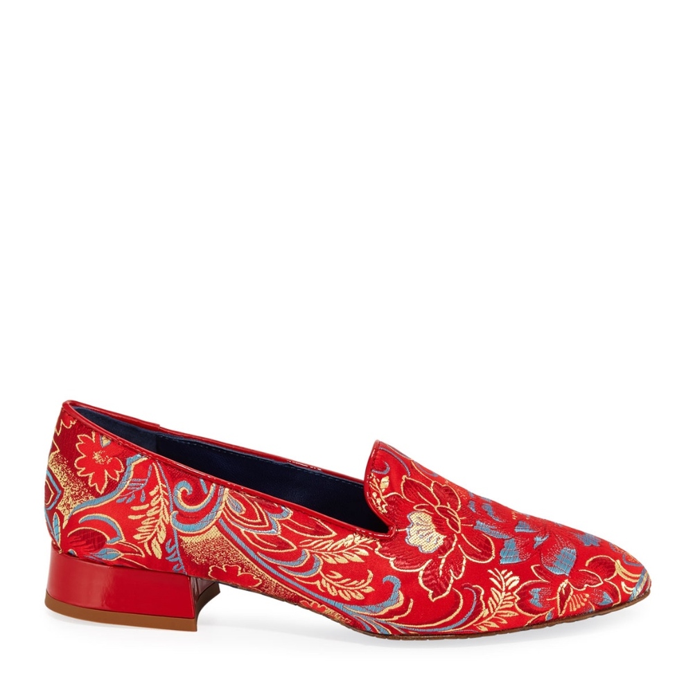 Valentina Rangoni NIB Embroidered LUXE Satin Slippers Amalfi Loafers 6B Flats - Picture 11 of 11